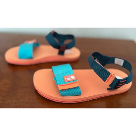 The North Face Skeena Sandal Kids Scuba Blue/Dusty Coral Orange SZ 2 - Picture 3 of 9